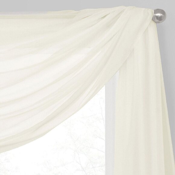 NEW Regal Home Solid Scarf Valance 16719b34536c19 Ivory Off White 54" x 216" - Picture 2 of 6